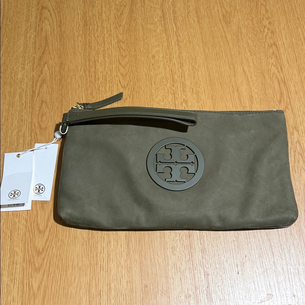 Tory Burch Khaki Green Wristlet